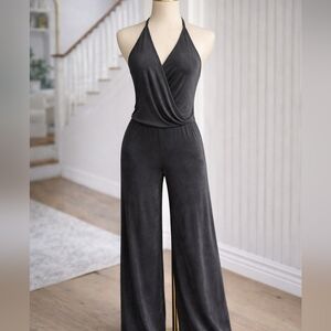 Cynthia Rowley Charcoal Grey T Back Long Jumpsuit Size Medium